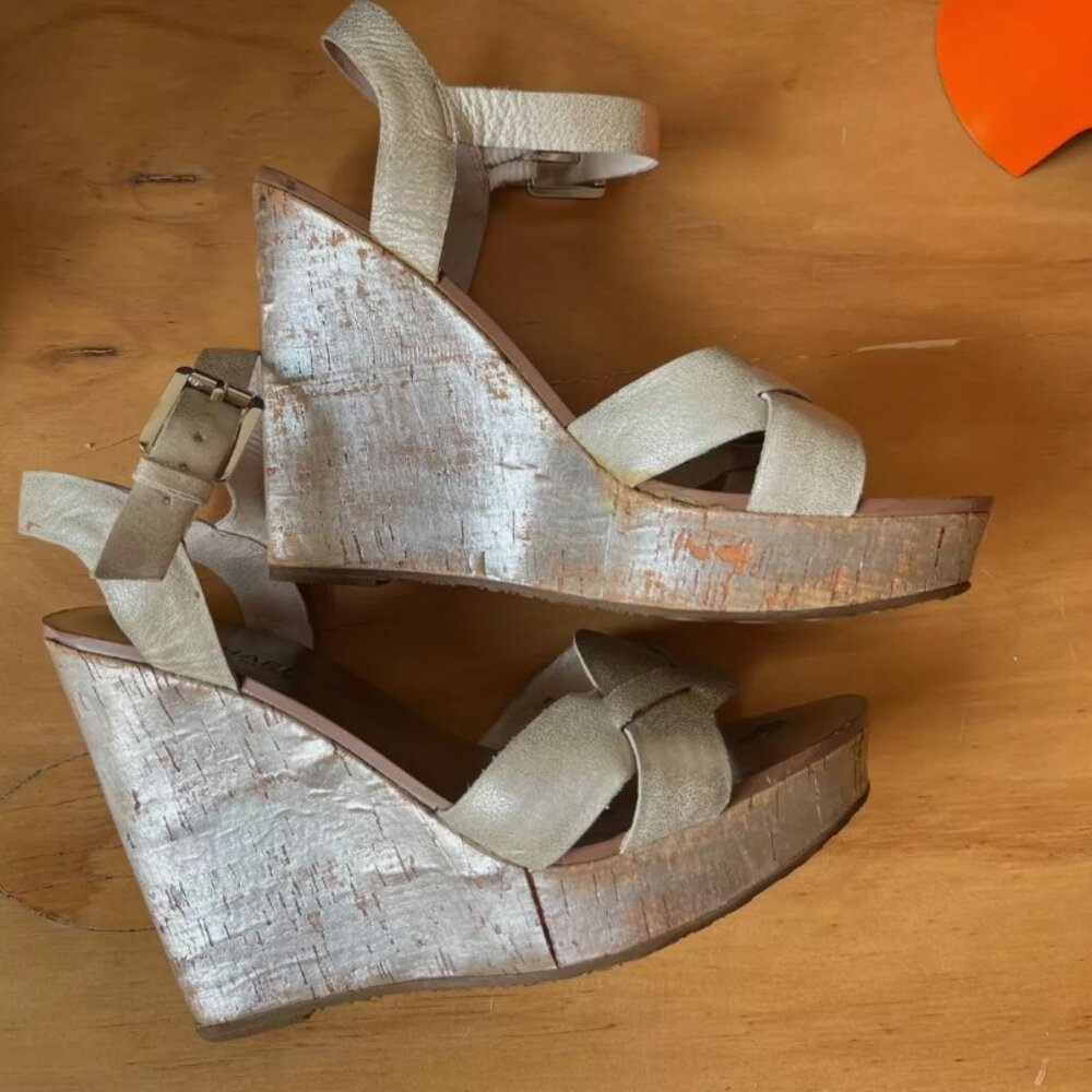 michael kors shoes cork platform wedge size 7